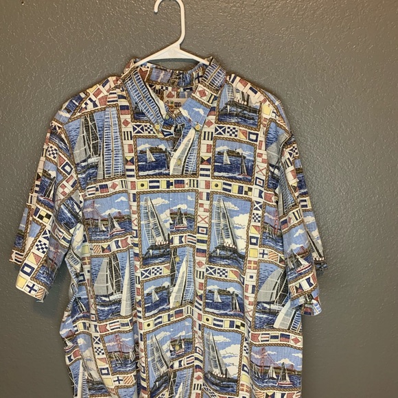 Like New VTG Reyn Spooner Hawaiian sail boat print - Picture 2 of 5